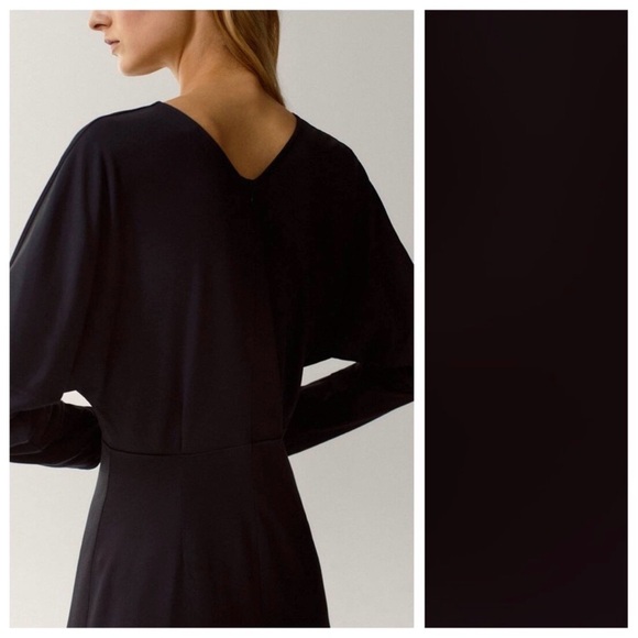 Massimo Dutti Black Midi Dress Large - Picture 10 of 13